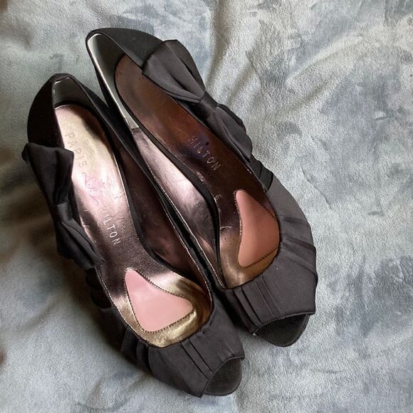 Paris Hilton platform Bow Detail Pleated stiletto heels size 9 1/2 - Picture 11 of 16